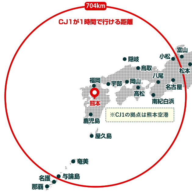 1時間で行ける範囲